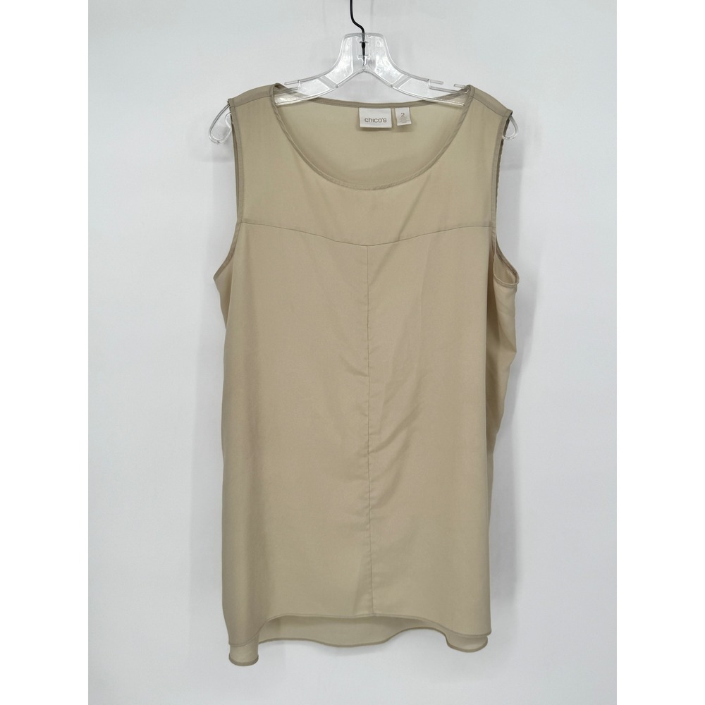 Chico's Tank Top Women Size 2 (Large)Tan Good Sleeveless Shell Layering Pullover